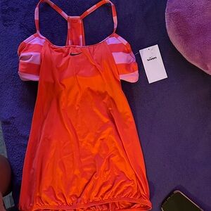 Nike Orange and Pink Striped Tank Top